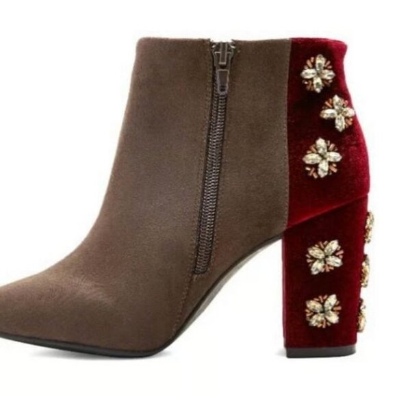 Anthropologie Farylrobin Suede Velvet Fawcett Booties Sz 8 - Picture 3 of 11